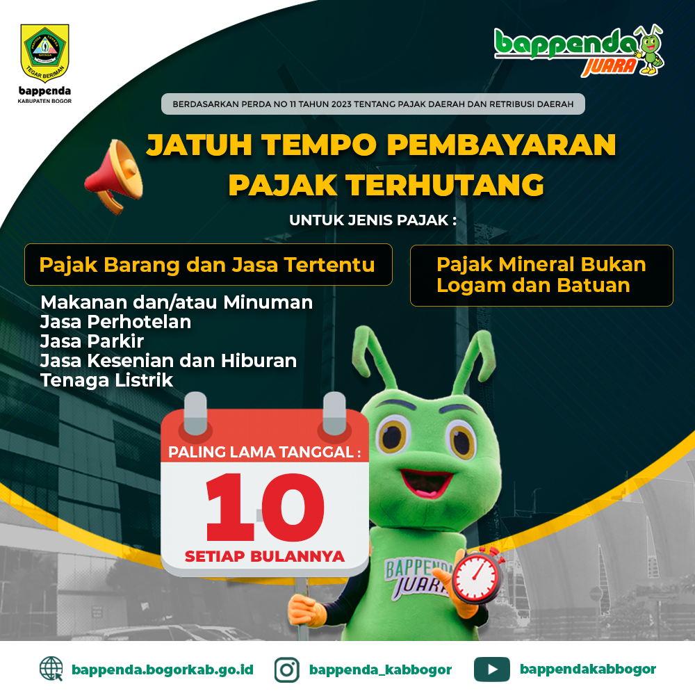 Jatuh Tempo Pembayaran Pajak daerah untuk Jenis pajak terlampir